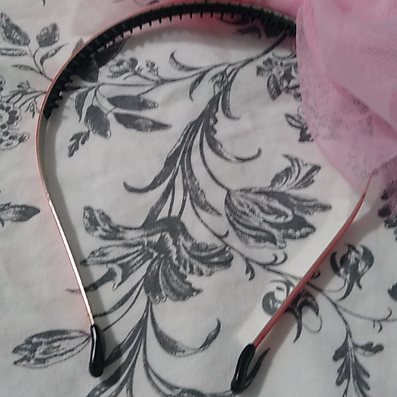 Nwot pink metal tutu bow tulle large avant garde slim thin skinny headband - Picture 11 of 16